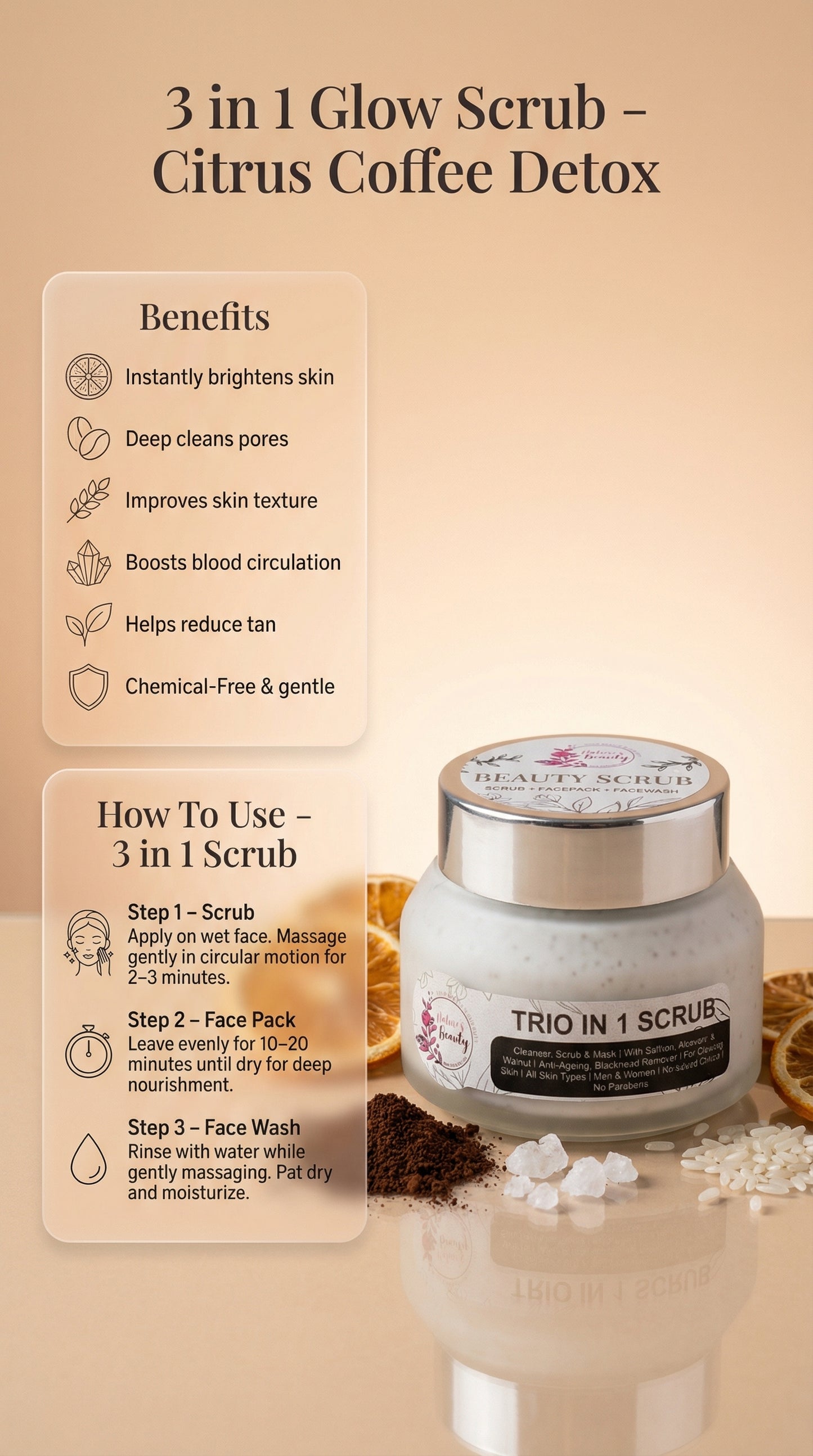 3-in-1 Scrub: Scrub, Face Pack & Face Wash - 50g